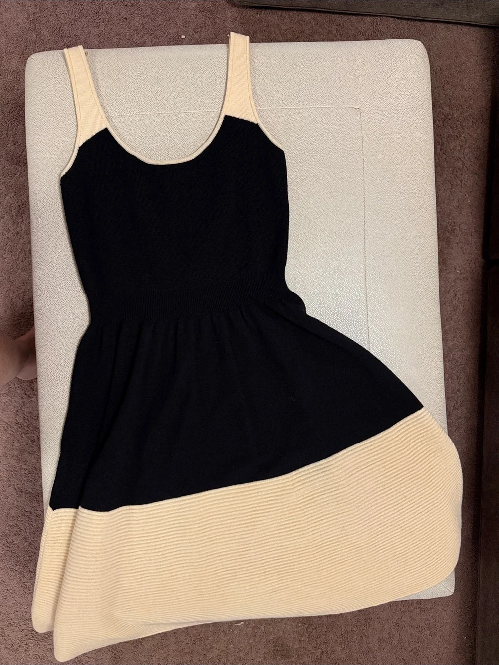 kate spade Black and Cream Sleeveless Fit-and-Flare Dress